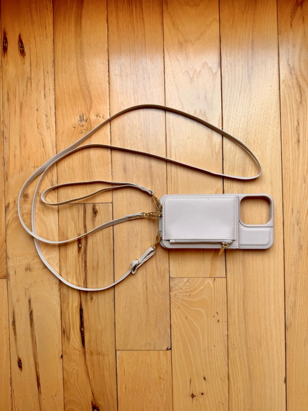 Women's Cream Crossbody iPhone 15 ProMax Phone Case with Card Pocket